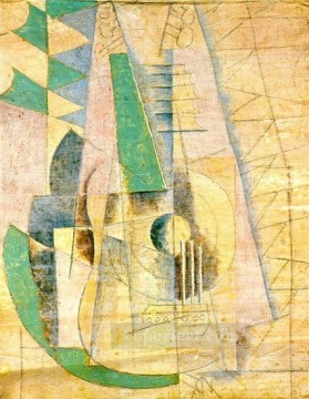 Pablo Picasso Painting - Guitarra verde que prolonga el cubismo de 1912 Pablo Picasso